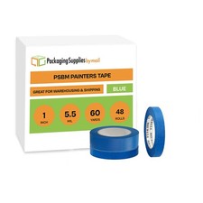 48 Rolls Blue Painters Masking Tape, 1" x 60 Yards, 5.5 Mil for Walls Painting