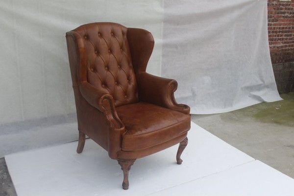 Chesterfield Leder Sessel Ohrensessel Vintage Clubsessel Chefsessel Ohrensessel-image