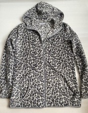 Strickjacke Fleece Leoparden Look Kapuze Damen