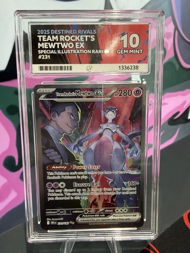Pokémon Mewtwo EX Destined Rivals Team Rockets 231/182 SIR ACE 10 Gem Mint