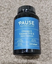 The 'Pause Nutrition Omega-3 Vitamin D&K Dietary Supplement 120 Ct Exp 10/2026
