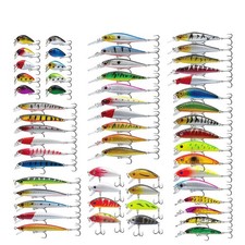 56PCS Bionic Fishing Lures Minnow Hard Bait Crankbait Jerkbait Lures for Bass 