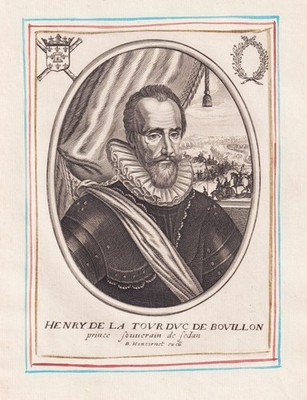 Henri de La Tour d´Auvergne duc de Bouillon Portrait Kupferstich 1650