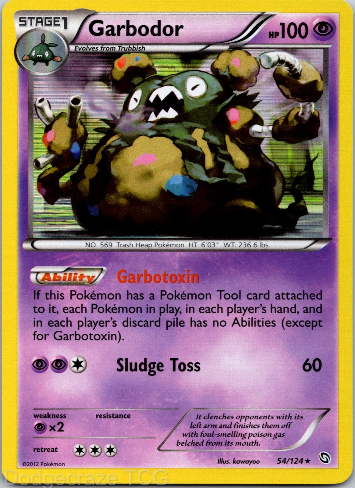 Garbodor 54/124 Holo Rare Dragons Exalted Pokemon Holo NM
