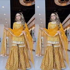 Function Wear Heavy Chinon Silk Kurta Palazzo With Dupatta For Women