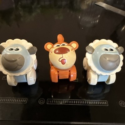 Playskool 2009 Hasbro Farm Animals On Wheels Sheep x 2 & Monkey 2  Lot of 3 B9