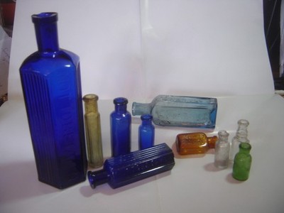 10 GENUINE VICTORIAN POISON CHEMIST BOTTLES- NOT TO BE TAKEN-LUNG TONIC-DR CASSE