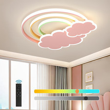 Dimmable LED Pink Cloud Ceiling Light with Remote for Kids' Rooms