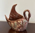 Vintage Royal Haeger Swan Vase Planter Brown Shimmery Glass Pottery Decor Read