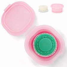 Travel Soap Case with Lid, Silicone Shampoo Bar Container for Traveling, Pink