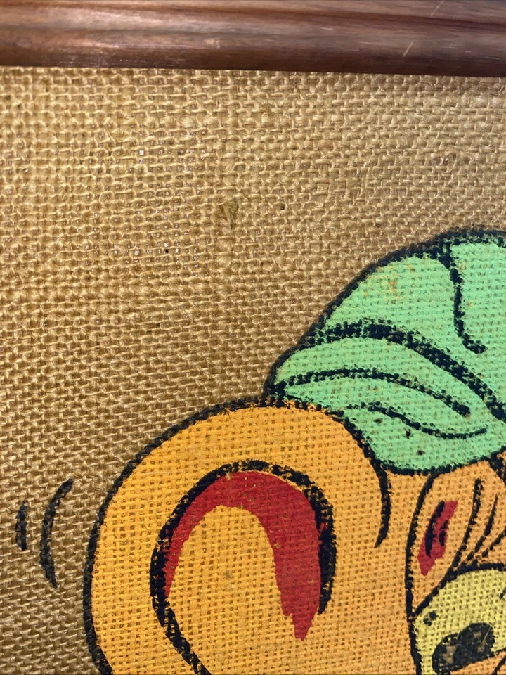 VTG 70s  FORGET IT Elephant Burlap Art Bulletin Tack Memo Board 24x18 - Image 3 of 4