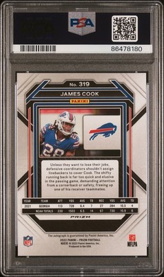 【PSA10】Panini Prizm 2022 Auto ヌートバー RC 2022 Panini Prizm James Cook #319 Silver Prizm Auto Rookie RC PSA