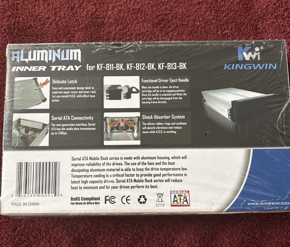 Kingwin KF-813-BK 3.5” SATA HDD Aluminum Tray Caddy Hot Swap Replacement – New - Image 4 of 4