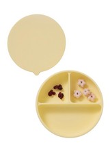 EASYFEED Silicone Plate Lid 3Divided Suction Baby Weaning Lemon Yellow Set