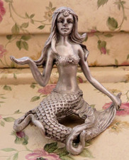 Pewter Mermaid Ornament Statue Silver Magical Mythical Sea Fantasy Folklore Sea