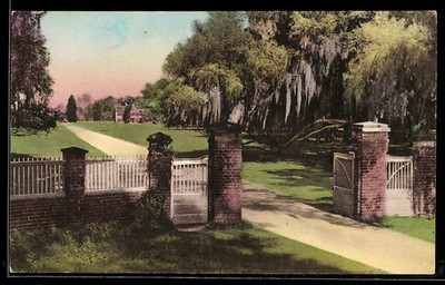 AK Charleston, SC, Entrance Gate and Lawn to Middleton Place Gardens 