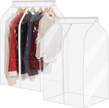 2x Clear Garment Bags 35" Hanging Clothes Covers Suit Dress Coat Storage
