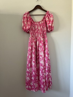 moon river pink dress Anthropologie Moon River smocked puff sleeve Pink dress Small