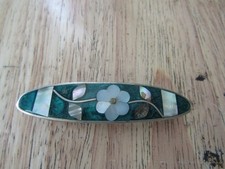 VINTAGE MEXICO STERLING SILVER FLOWER FLORAL DESIGN HAIR CLIP BARRETTE SIGNED