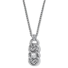 Brighton INTERLOK LUSTRE Necklace Luster Clear Crystal Silver NEW  Pouch