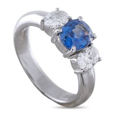 Ring Platin 0,63ct Diamant und Saphir