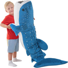 Giant 48" Whale Shark Plush Toy - Realistic Stuffed Animal Pillow