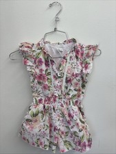 Janie And Jack Cotton Floral Short Romper. 3T