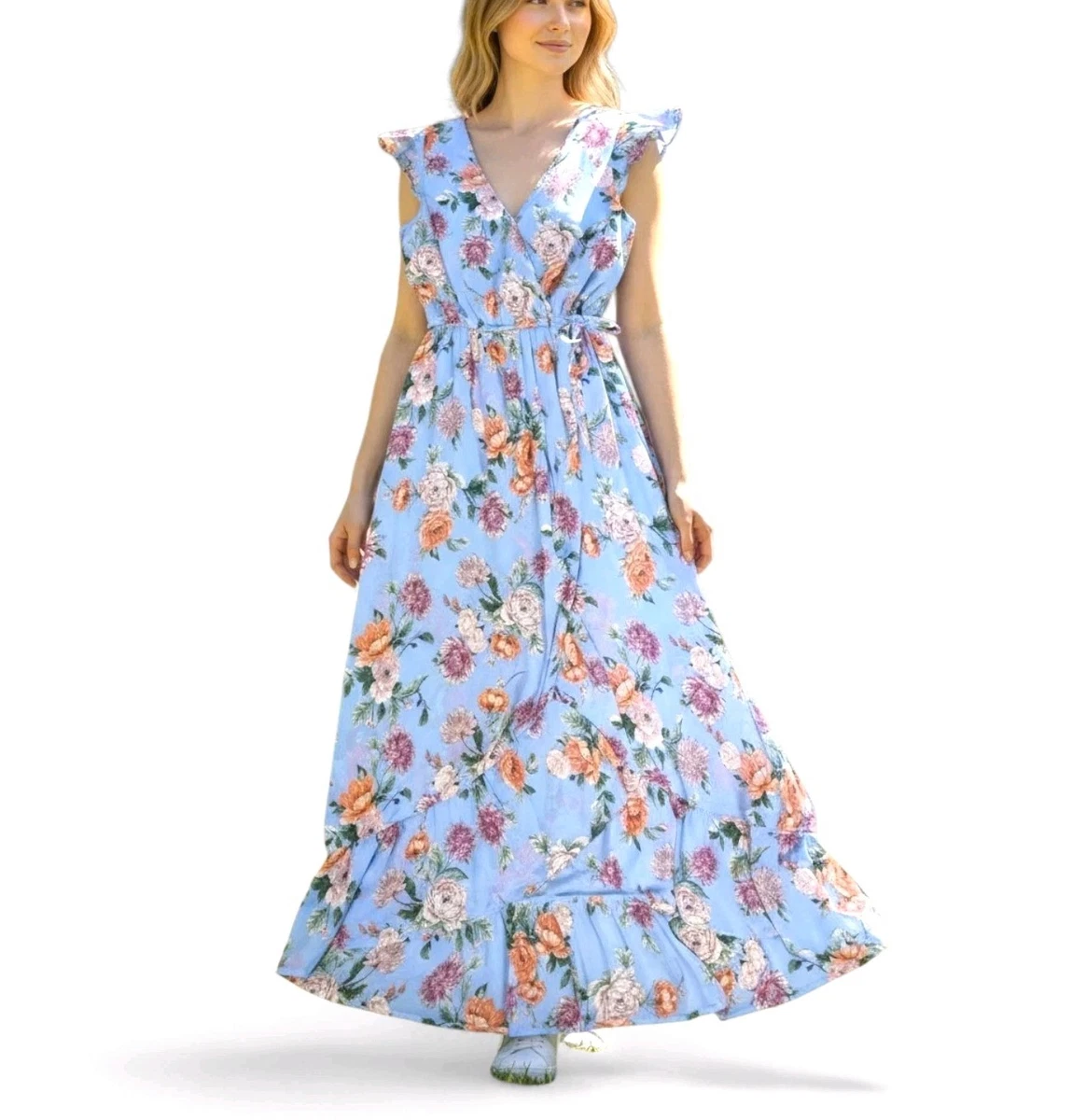 blue and white embroidered maxi dress WHITE W/BLUE EMBROIDERY MYRTLE EYELET MAXI DRESS – Tiki Island Boutique