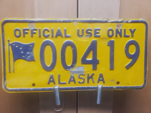 Alaska  Official Use Only  License Plate Number 00419  Low Number Expired
