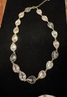 Vintage Glass Teardrop Necklace with Acrylic and Metal Golden and White Bangle — photo 7