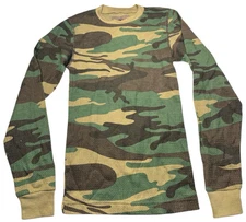 Game Winner Shirt Men Base Layer S Woodland Camo Waffle Knit Hunting Outdoors