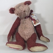 Vintage Jac-Q-Lyn Furgotten Bears 18" Mohair Stuffed Animal Plush Red Brown Tag