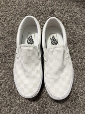 White Checkered Vans Classic Slip-Ons Size 7 Women s Worn Once