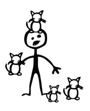 CRAZY CAT MAN cat lady Stick figure family car vinyl decal sticker funny cats