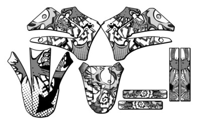 2000-2007 TTR 125 ZANY White Senge Graphics Kit Compatible with Yamaha