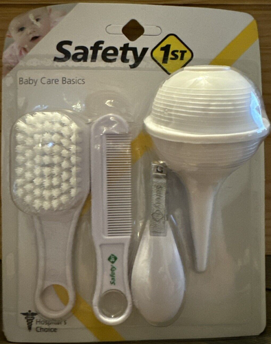 Safety 1st Baby Care Basics Set White 4pc~Brush Comb Nail Clippers Aspirator