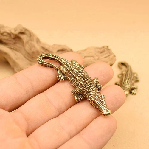 Mini Messing Krokodil Figur klein Statue Hausschmuck Tierfiguren 2 Stück - Bild 1 von 8