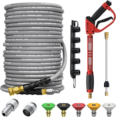 #ad #ad 100FT 3 8quot; 4800PSI Pressure Washer Hose 5000PSI Pressure Washer Gun 15quot; Wand $199.98
