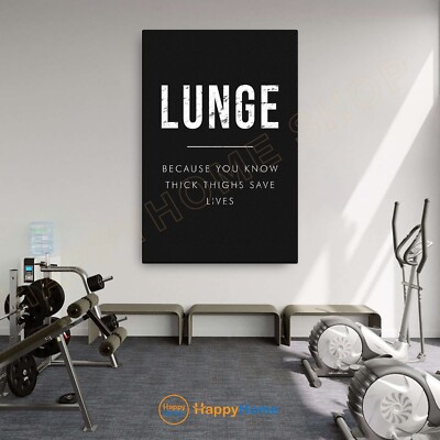 Gym Quote Wall Art Lunge Exercise Workout Room Fitness Gym Print Home  Decor-P929