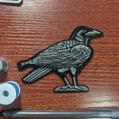 Black Crow Patch Animals Birds Nature Wildlife Embroidered Iron On 3x4''