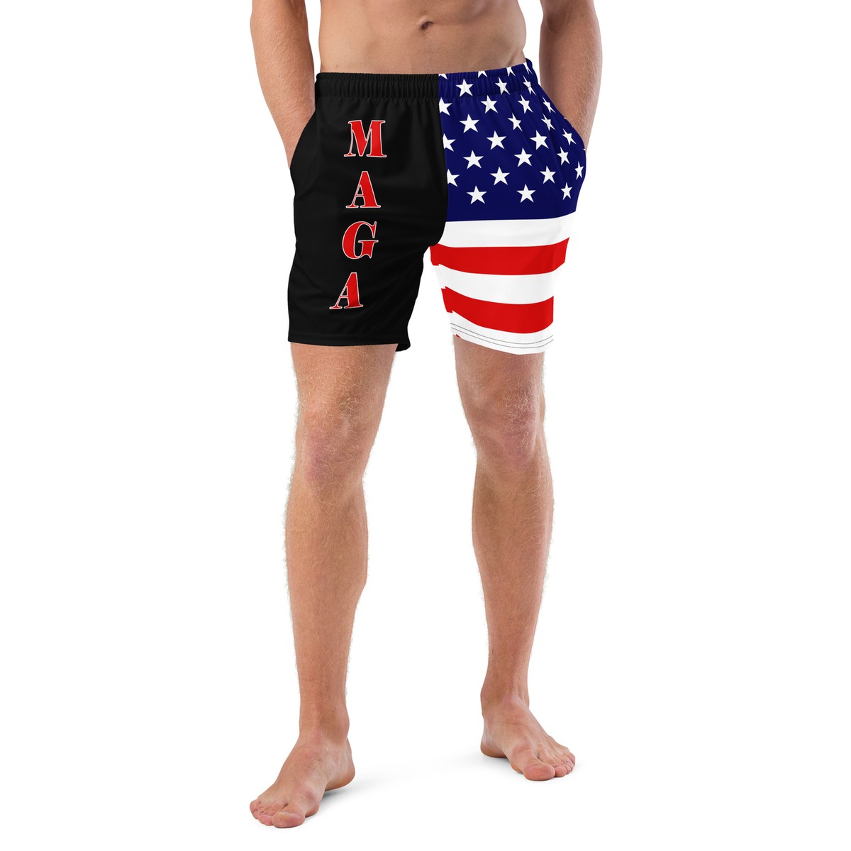 Limited Edition TRUMP MAGA Mens American Flag swim trunks beach