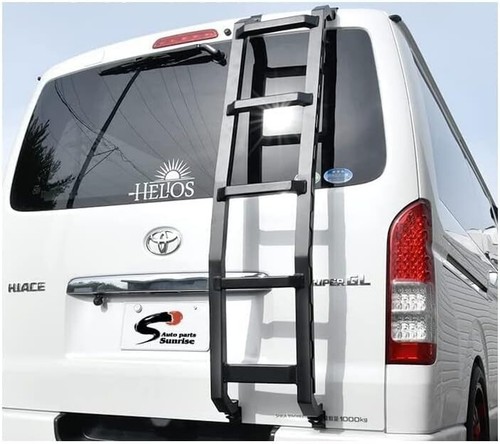 200 Series Hiace Standard Roof Aluminum Rear Ladder Black Right Side Off-Road - Bild 2 von 5