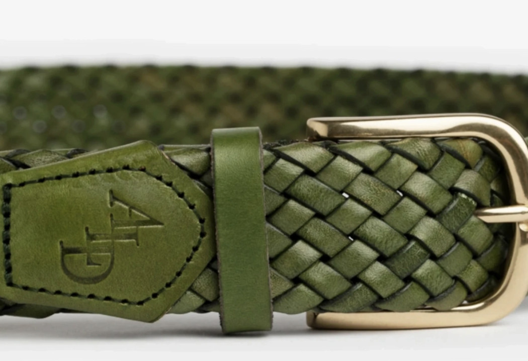 Aime Leon Dore Braided Leather Belt Green Woven ALD image 2