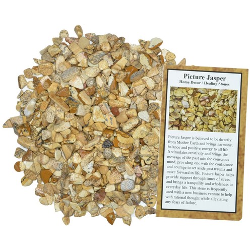 2 libras de chips de roca natural de jaspe con tarjeta de información - Imagen 2 de 2