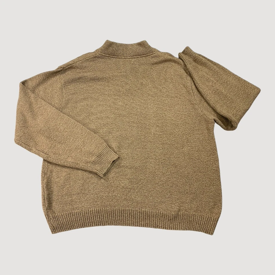 LANDS' END Henley Sweater Mens XL Camel 3-Button Knit 100% Cotton USA Fisherman - Image 2 of 4