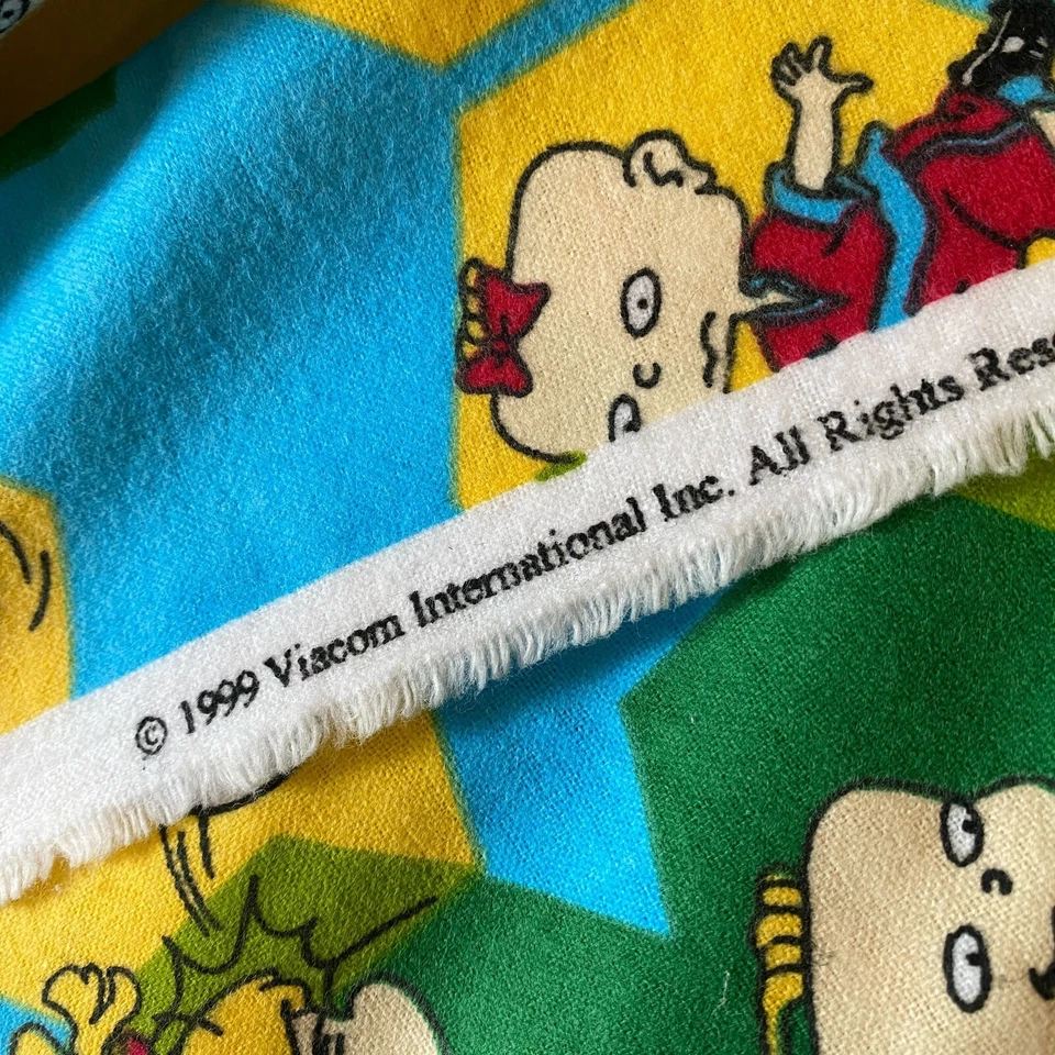 RUGRATS Vintage Tela Franela 1999 Edredón Fútbol Remanente Niños 46" x 2.75" yardas Foto 4 de 4