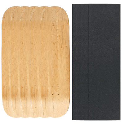 5 Blank Skateboard Decks 7.63'' Natural + Griptape