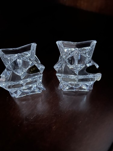 Paire de BOUGEOIRS 2x2" cristal clair taillé étoile 24% plomb fabriqué aux USA - Photo 4/5