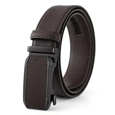 Mens Leather Ratchet Belt Click Belt Slide Belt Automatic Ratchet Buckle