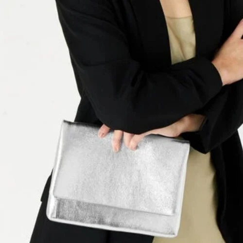 Soft silver shop clutch bag
